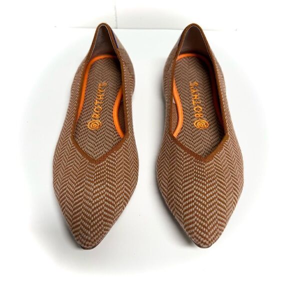 Rothy’s Retired Camel Herringbone The Point Flats Size 9.5 - Picture 1 of 12